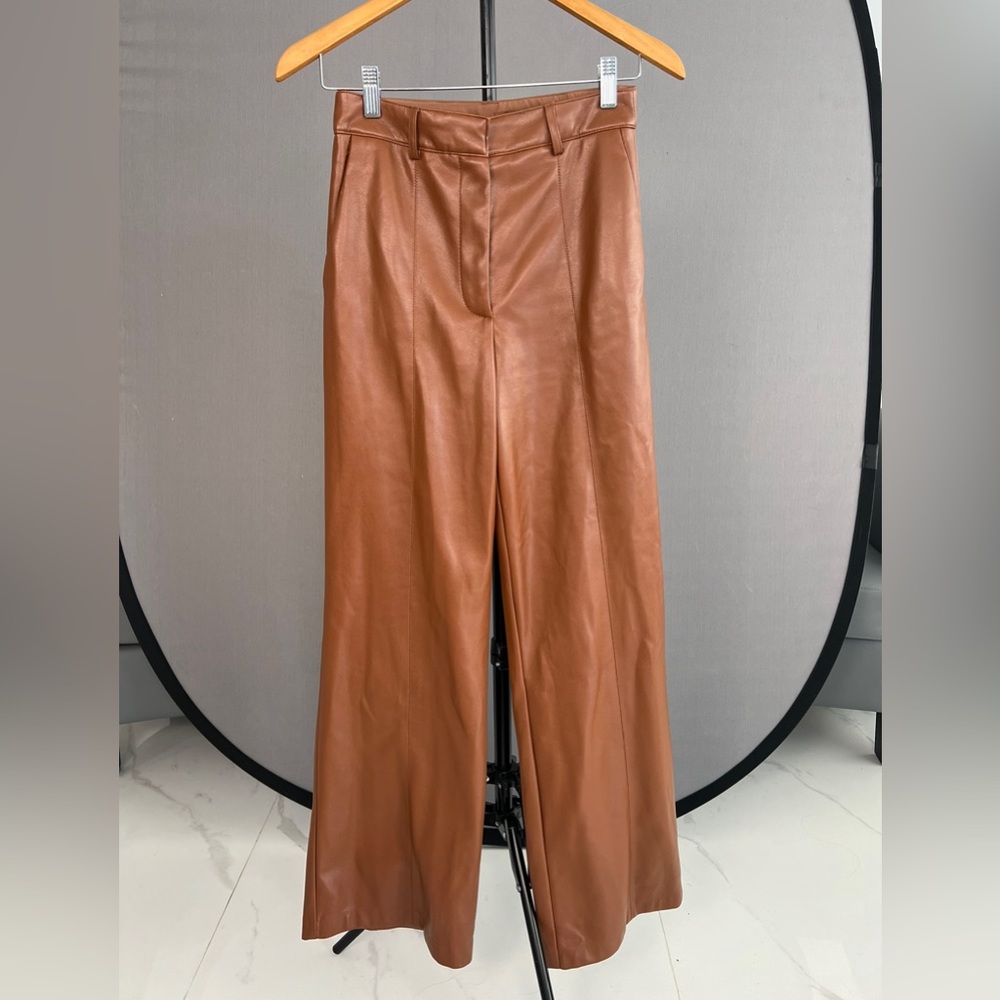 Brown Faux Leather Pants